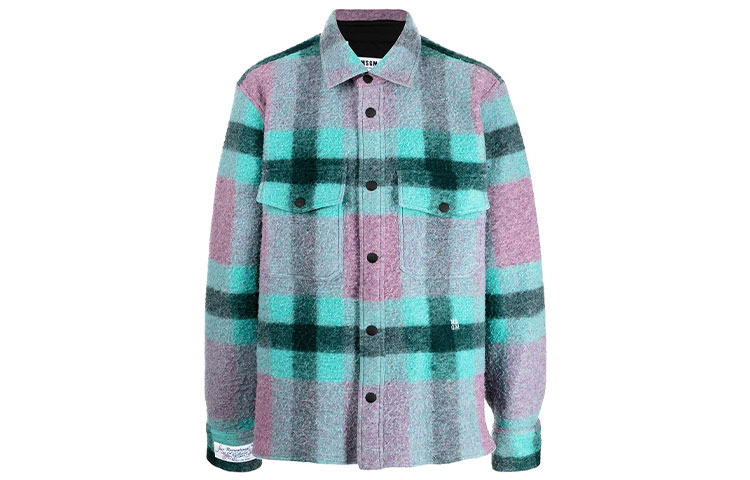 MSGM Plaid Button-Up Long Sleeve Shirt Jacket Multicolor 3140ME05X217510-70