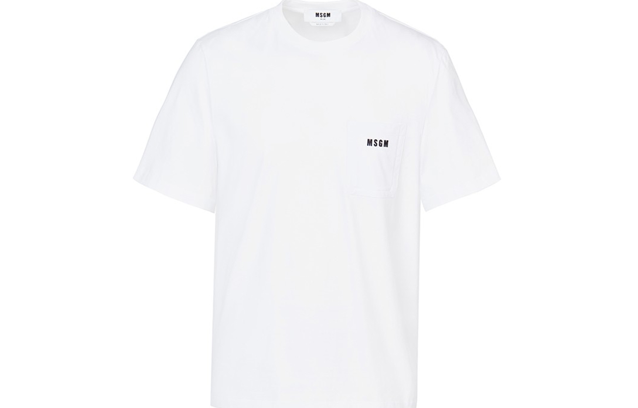 MSGM Pocket Logo Crew Neck Tee -  Short Sleeve Solid Color 3040MM73-217098-01