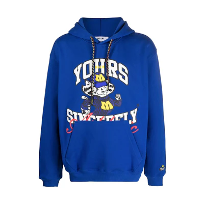 MSGM Printed Cotton Hoodie 3540MM85237795-BLUE