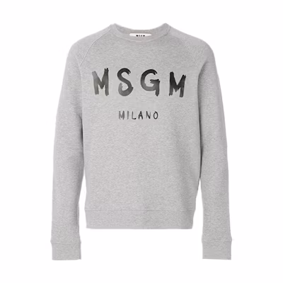MSGM Printed Logo Crewneck Sweatshirt Men’s Grey 1000MM104-100101-96