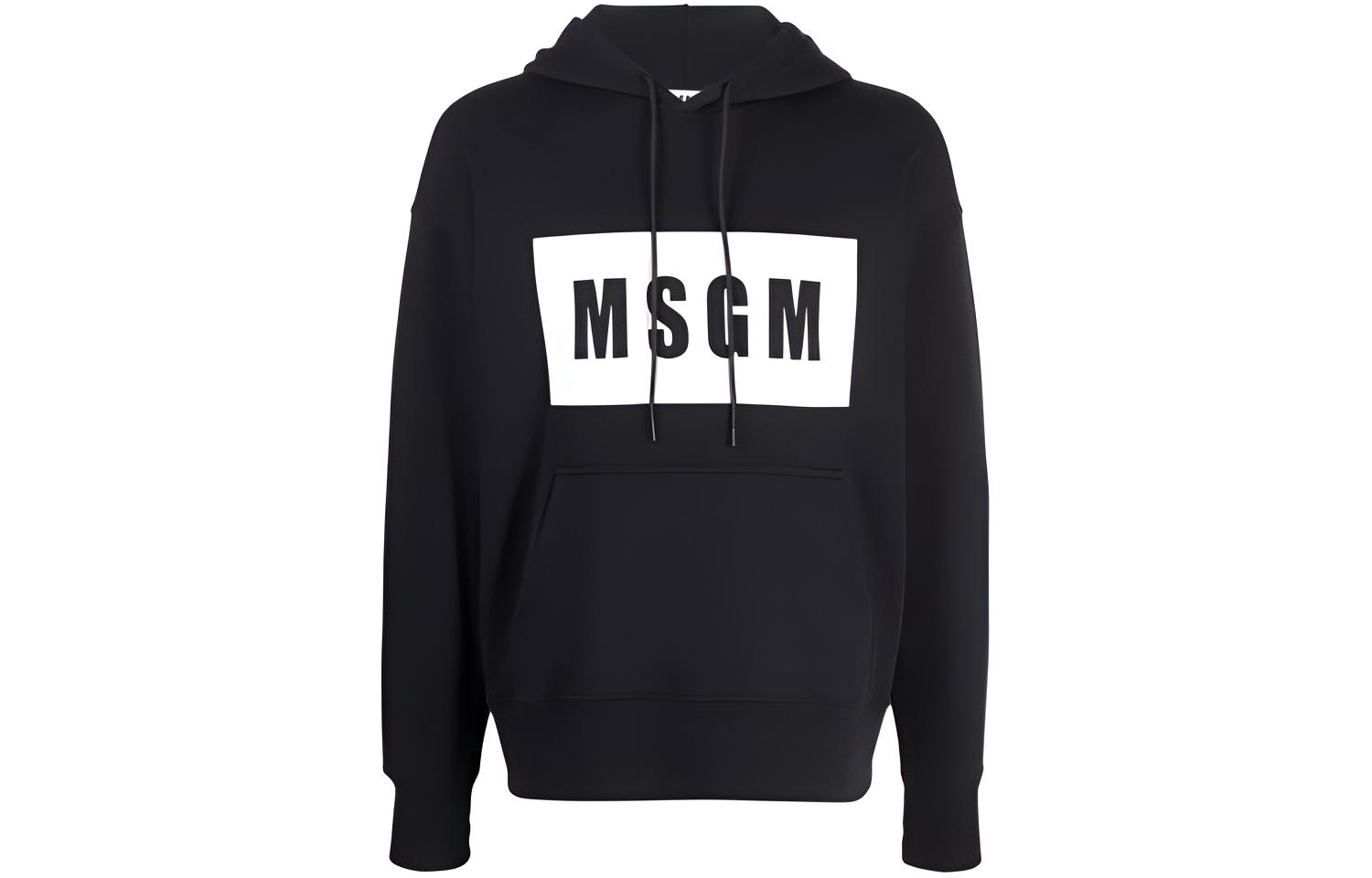 MSGM Pullover Letter Logo Hoodie Black Long Sleeve 2000MM525200000-99