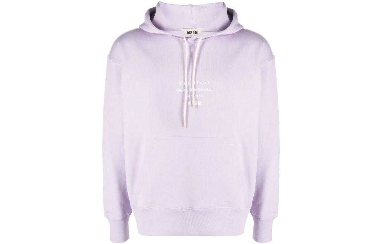 MSGM Purple Letter Print Hoodie Unisex Casual Sweatshirt 3546MM04237581-PURPLE