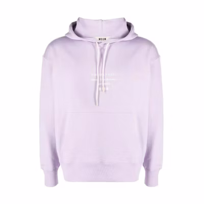 MSGM Purple Letter Print Hoodie Unisex Casual Sweatshirt 3546MM04237581-PURPLE