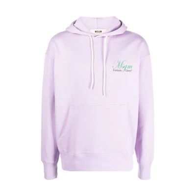 MSGM Purple Logo Print Hoodie Unisex Casual Sweatshirt 3546MM06237581-PURPLE