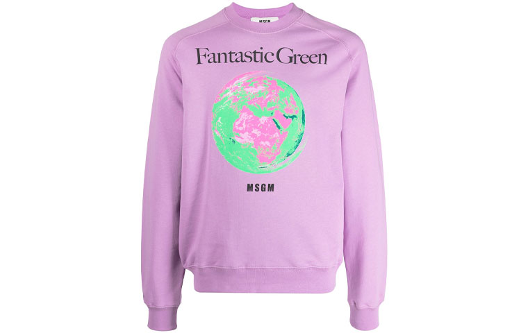 MSGM Purple World Map Print Sweatshirt 3040MM173217119-70