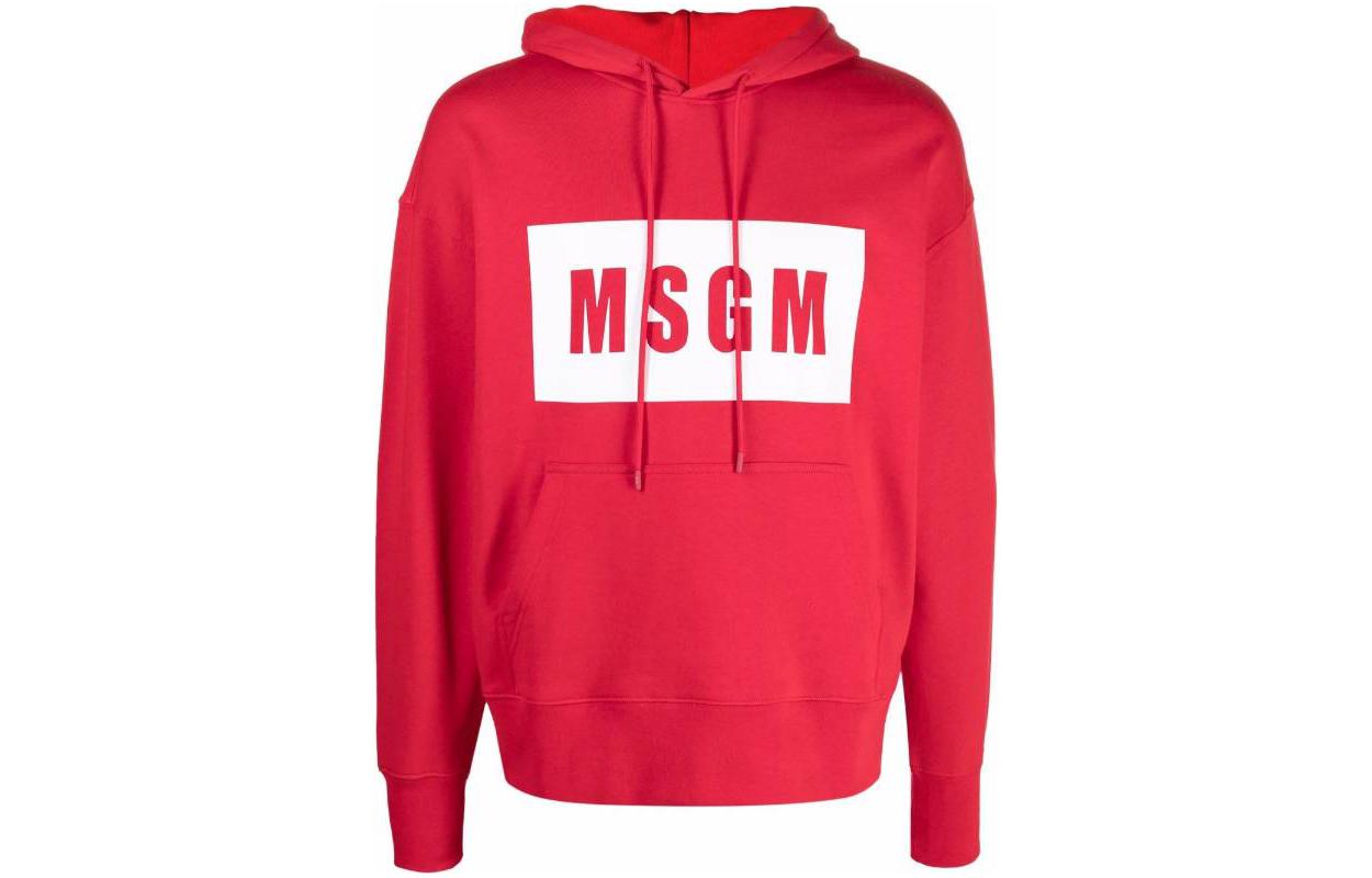 MSGM Red Hoodie with Logo Print 2000MM525200000-18