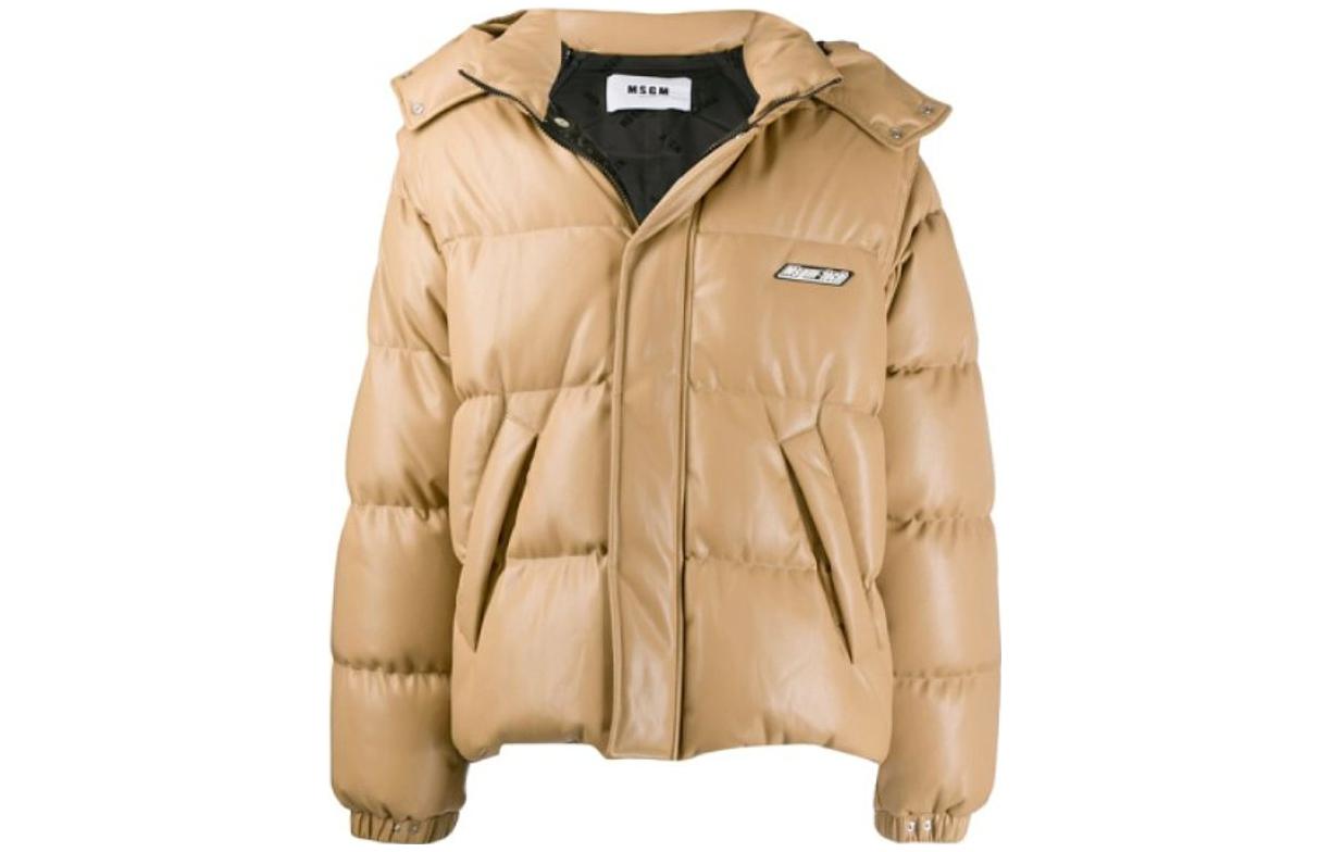 MSGM Removable Sleeve Puffer Jacket Light Khaki 2740MH13PY195506-23