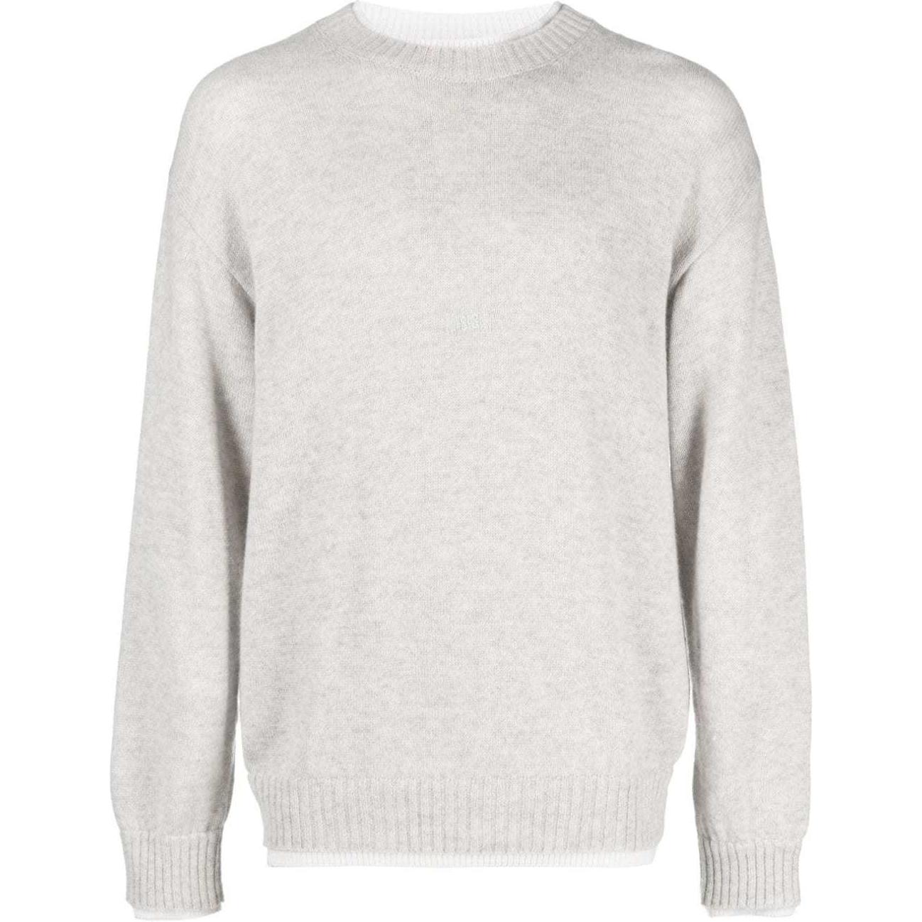 MSGM Ribbed Knit Crewneck Drop Shoulder Sweatshirt Light Grey () 3540MM206237787-GREY