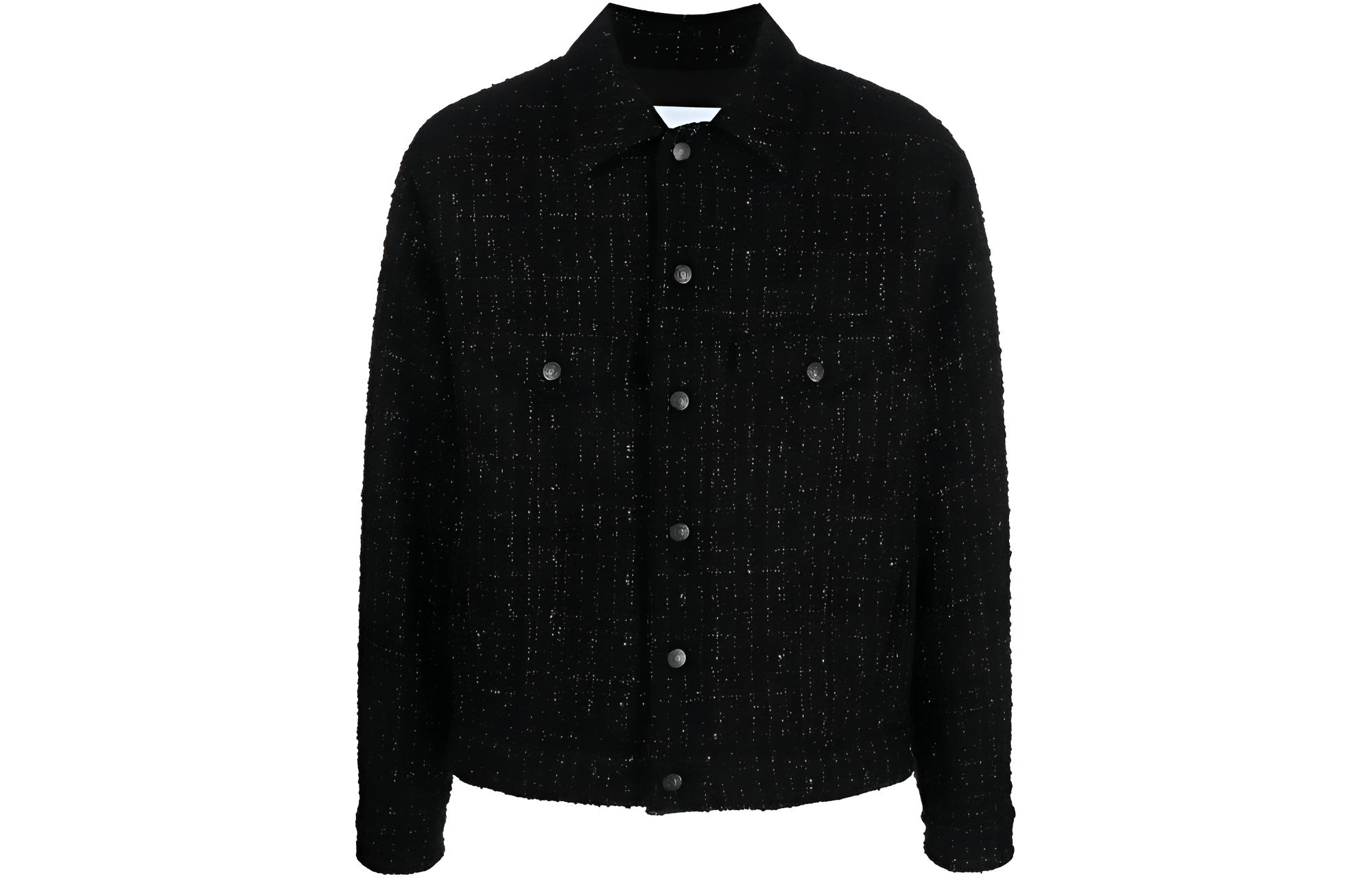 MSGM Single-Breasted Collared Jacket Men’s Black 3540MH21AS237620-BLACK