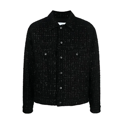 MSGM Single-Breasted Collared Jacket Men’s Black 3540MH21AS237620-BLACK