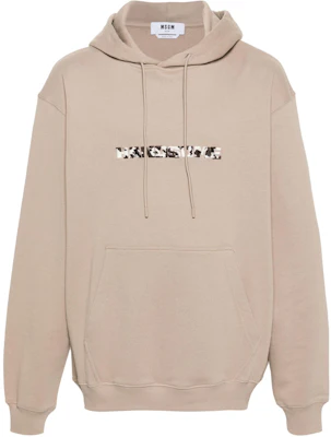 Sudadera con Capucha de Algodón Bordado MSGM Slogan Marrón Claro 3640MM137247000-BROWN Buy Sudadera con Capucha de Algodón Bordado MSGM Slogan Marrón Claro 3640MM137247000-BROWN