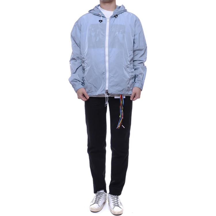 MSGM Solid Blue Hooded Zip-Up Jacket for Men 2840MH09X207002-96