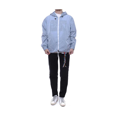 MSGM Solid Blue Hooded Zip-Up Jacket for Men 2840MH09X207002-96