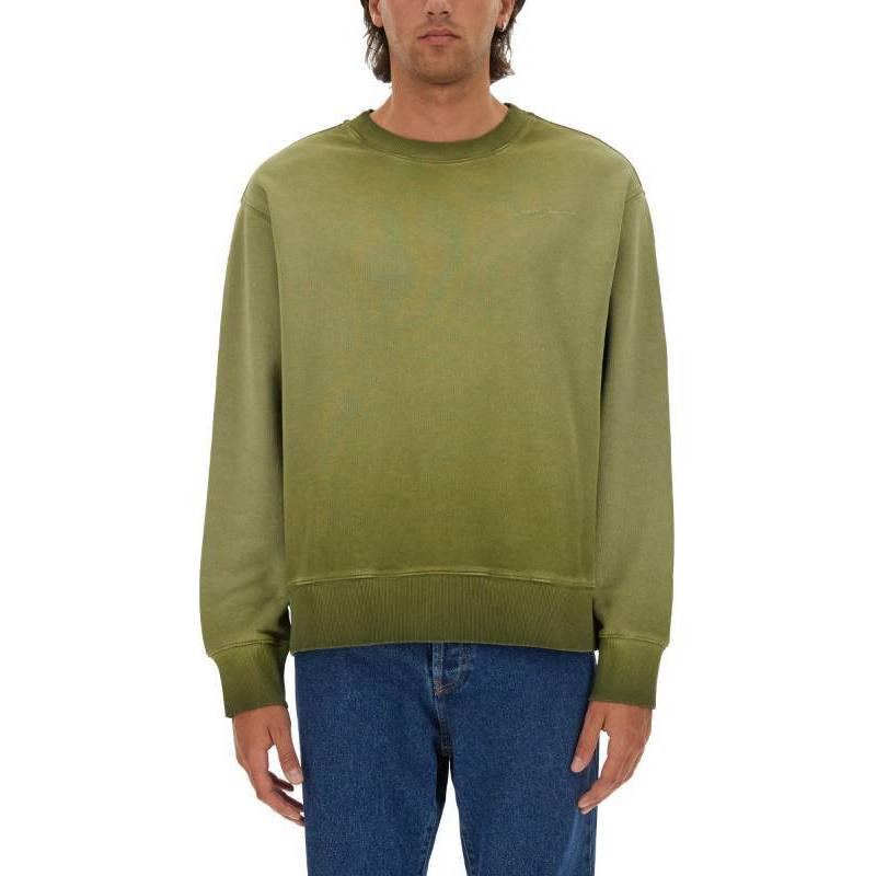 MSGM Solid Color Crewneck Pullover Sweatshirt Green 3740MM99-247587-37