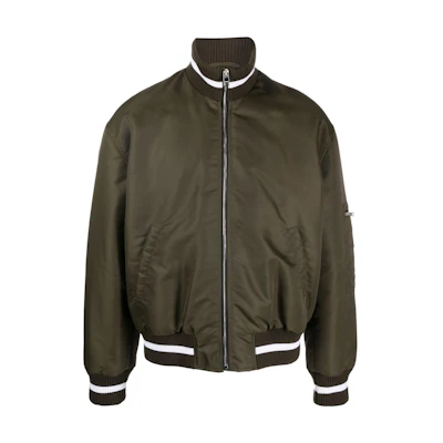 MSGM Solid Color High-Neck Zip-Up Jacket Green 3540MH06X-237503-37