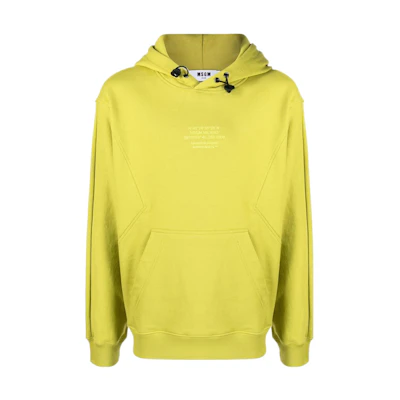 MSGM Solid Color Letter Embroidered Hoodie Men’s Green Yellow 3140MM167-217599-33