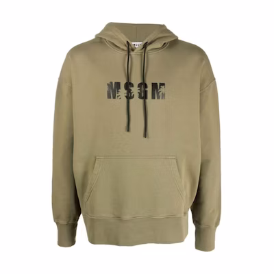 MSGM Solid Color Letter Hoodie Green Mens 3440MM17423727837
