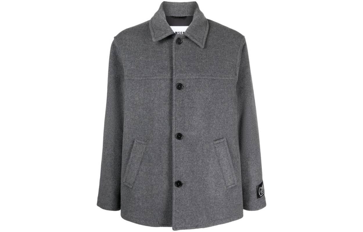 MSGM Solid Color Single-Breasted Jacket Grey Long Sleeve Coat 3540MC03-237509-98