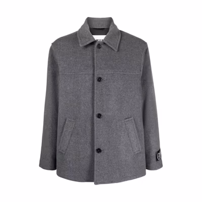 MSGM Solid Color Single-Breasted Jacket Grey Long Sleeve Coat 3540MC03-237509-98