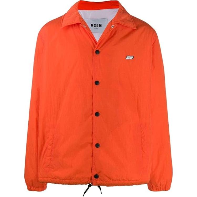 MSGM Solid Color Single-Breasted Long Sleeve Jacket Men Orange 2740MH12X195504-10
