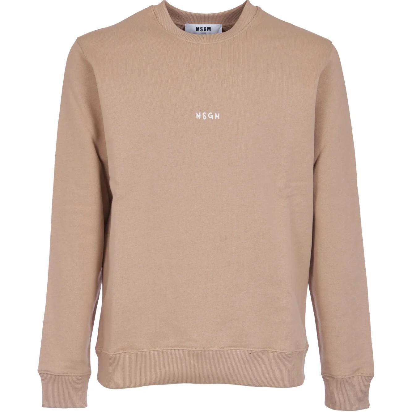 MSGM Solid Logo Crewneck Pullover Oversized Sweatshirt Khaki 3640MM55-1247000-23