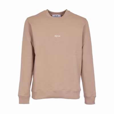 MSGM Solid Logo Crewneck Pullover Oversized Sweatshirt Khaki 3640MM55-1247000-23