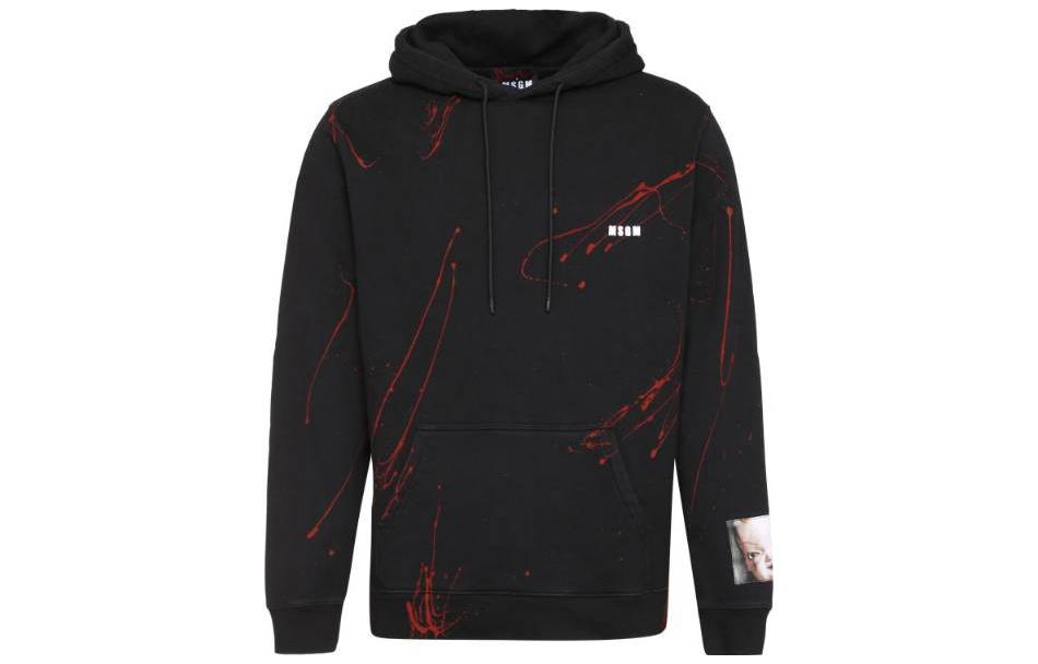 MSGM Splatter Paint Print Hoodie Black () 2940MM103207599-99