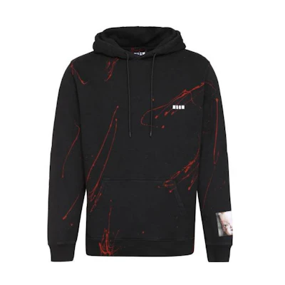 MSGM Splatter Paint Print Hoodie Black () 2940MM103207599-99
