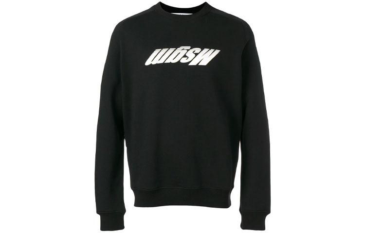 MSGM SS21 Black Oversized Logo Pullover Sweatshirt Unisex Long Sleeve 2640MM91195299-99