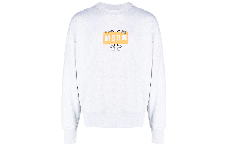 MSGM SS21 Grey Oversized Logo Graphic Long-Sleeve Sweatshirt 3040MM100-217097-94