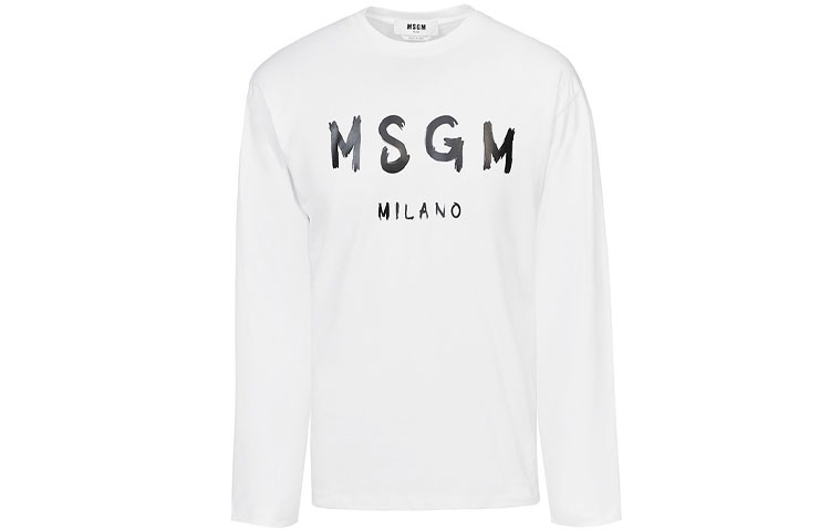 MSGM SS21 Logo Print Crewneck Pullover Sweatshirt White - 3040MM105-217098-01