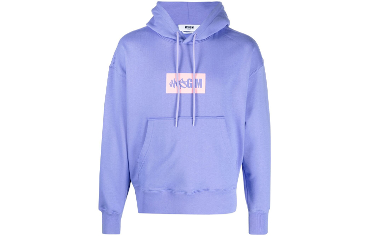 MSGM SS21 Purple Graphic Logo Oversized Hoodie Long Sleeve Pullover 3040MM99-217099-72
