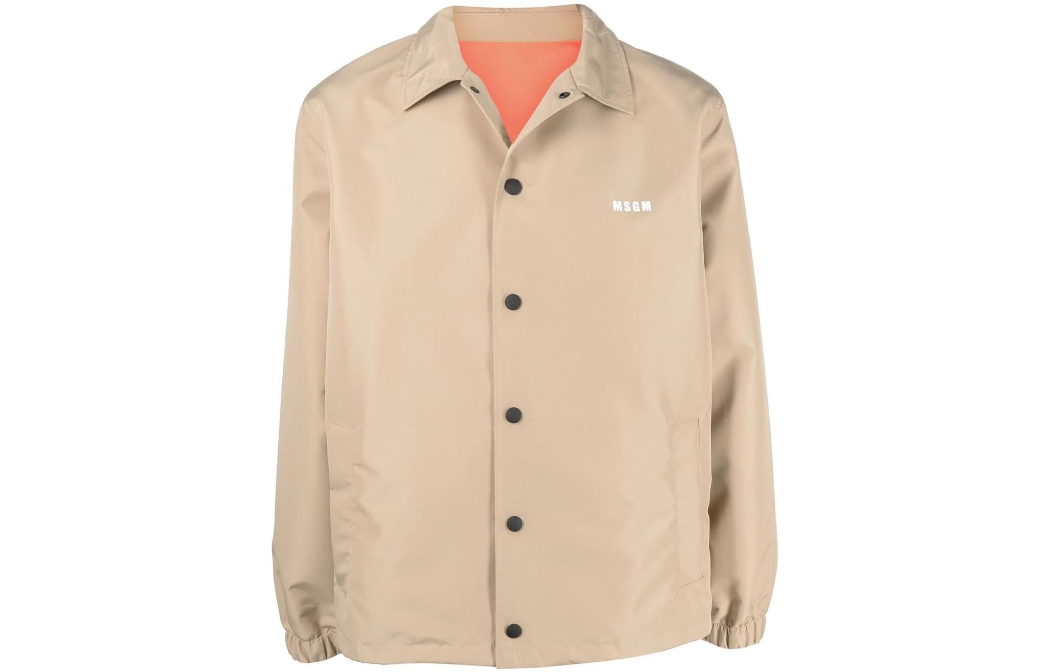 MSGM SS22 Beige Long Sleeve Jacket with Logo Print for Men 3240MH06X22701423