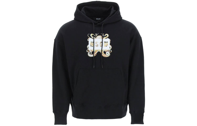 MSGM SS22 Black Pullover Sweatshirt with Cartoon Print 3240MM1042272-99