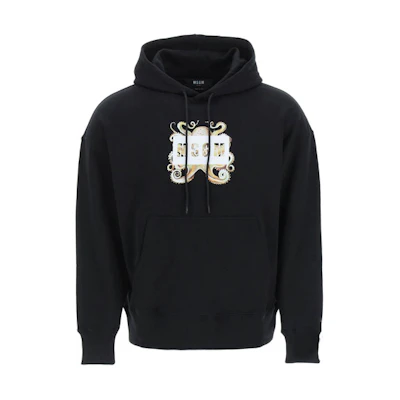 MSGM SS22 Black Pullover Sweatshirt with Cartoon Print 3240MM1042272-99
