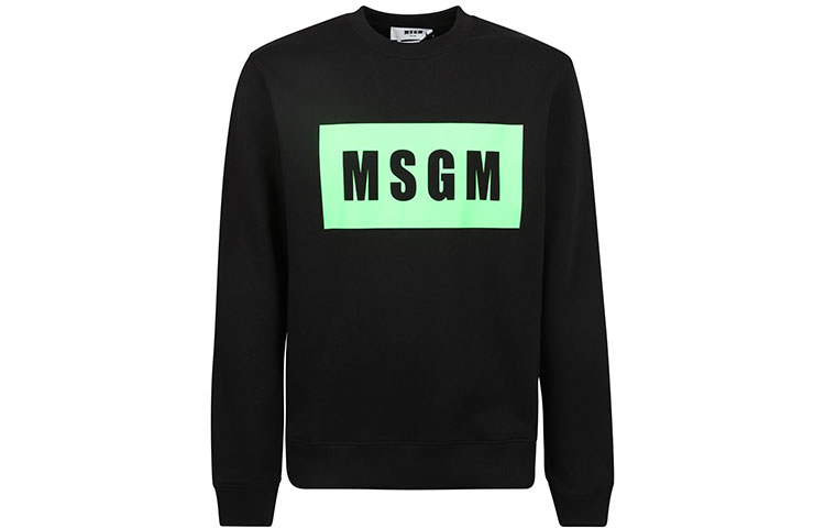 MSGM SS22 Black Pullover Sweatshirt with Logo Print 3240MM523F22729999A