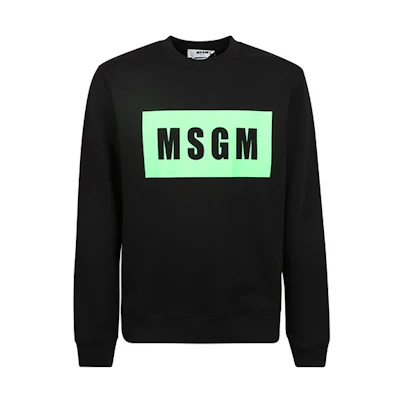 MSGM SS22 Black Pullover Sweatshirt with Logo Print 3240MM523F22729999A