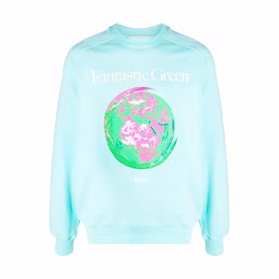 MSGM SS22 Blue Earth Graphic Print Sweatshirt Mens 3240MM1932272898383