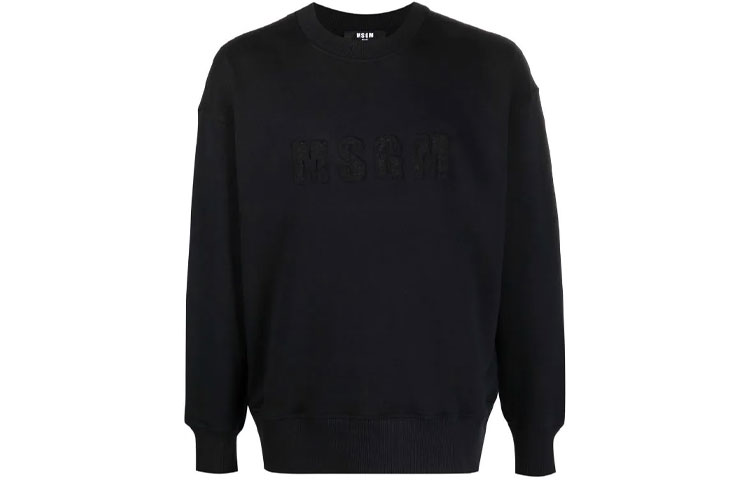 MSGM SS22 Embossed Logo Pullover Sweatshirt Black 3240MM83227299-99