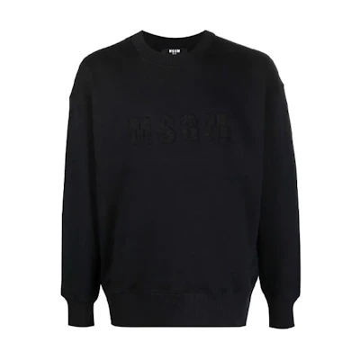 MSGM SS22 Embossed Logo Pullover Sweatshirt Black 3240MM83227299-99