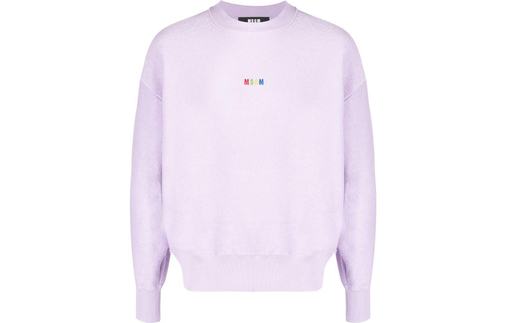 MSGM SS22 Embroidered Logo Crewneck Sweatshirt Light Purple () 3240MM101227299Lilac