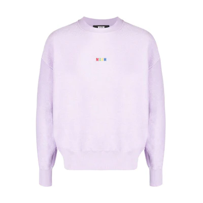 MSGM SS22 Embroidered Logo Crewneck Sweatshirt Light Purple () 3240MM101227299Lilac