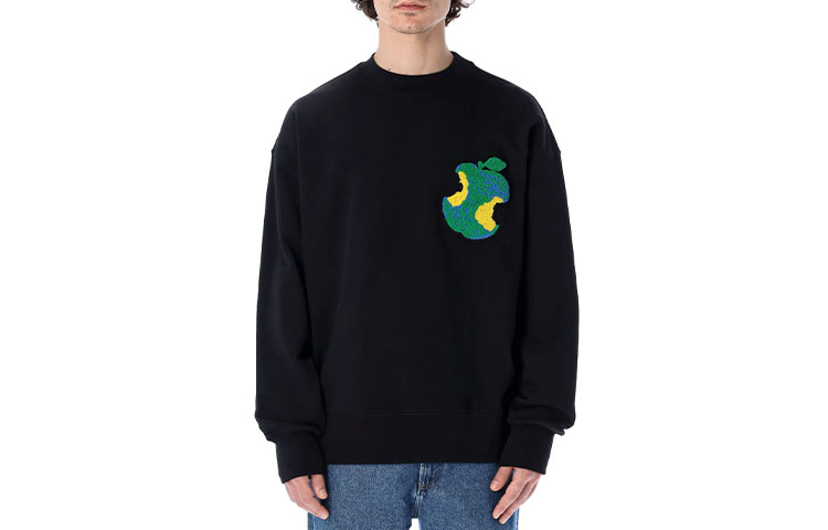 MSGM SS22 Graphic Crewneck Long Sleeve Sweatshirt Black () 3240MM196227289-99