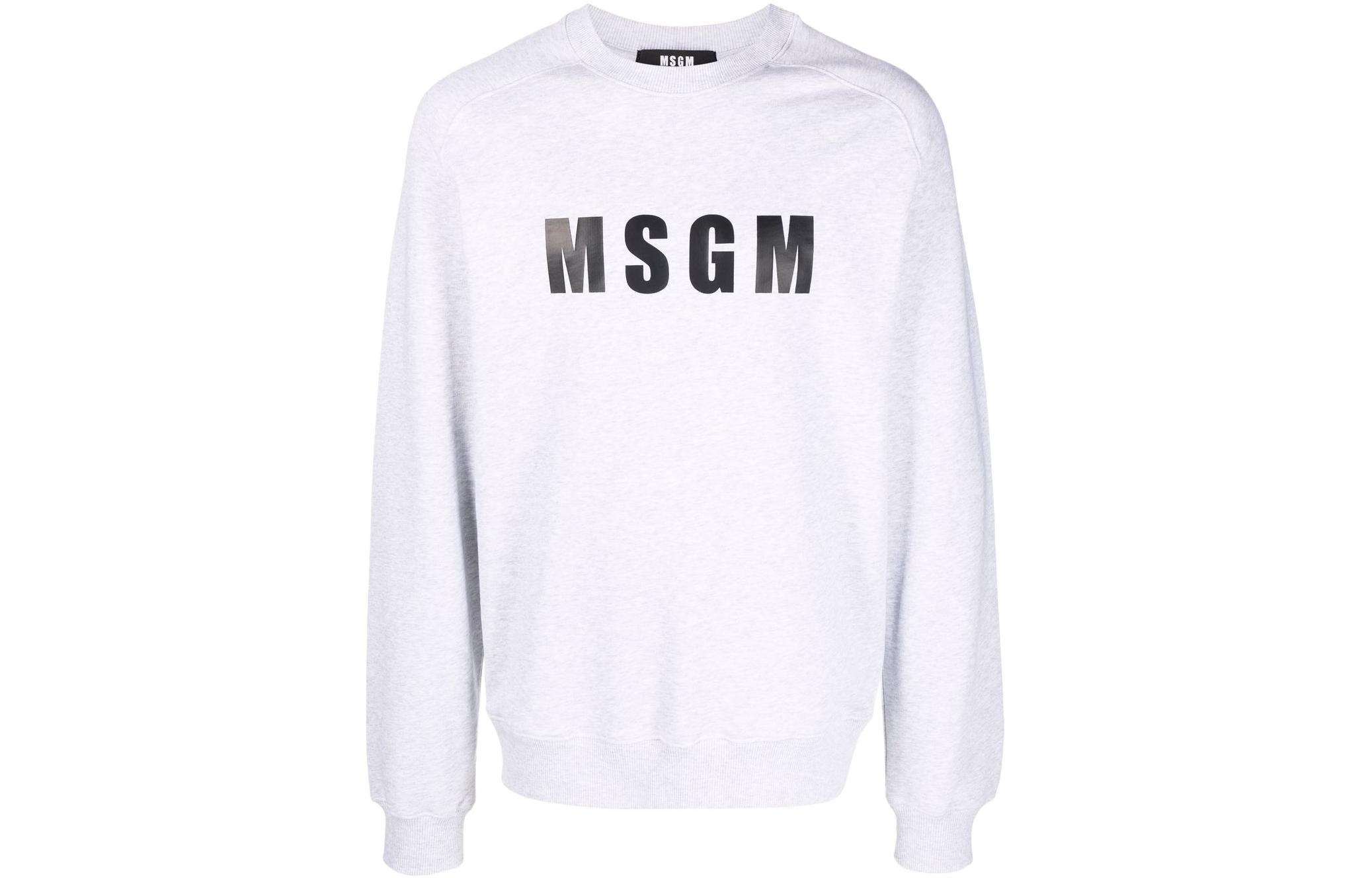 MSGM SS22 Logo Print Crewneck Long Sleeve Sweatshirt White () 3240MM93227297-94