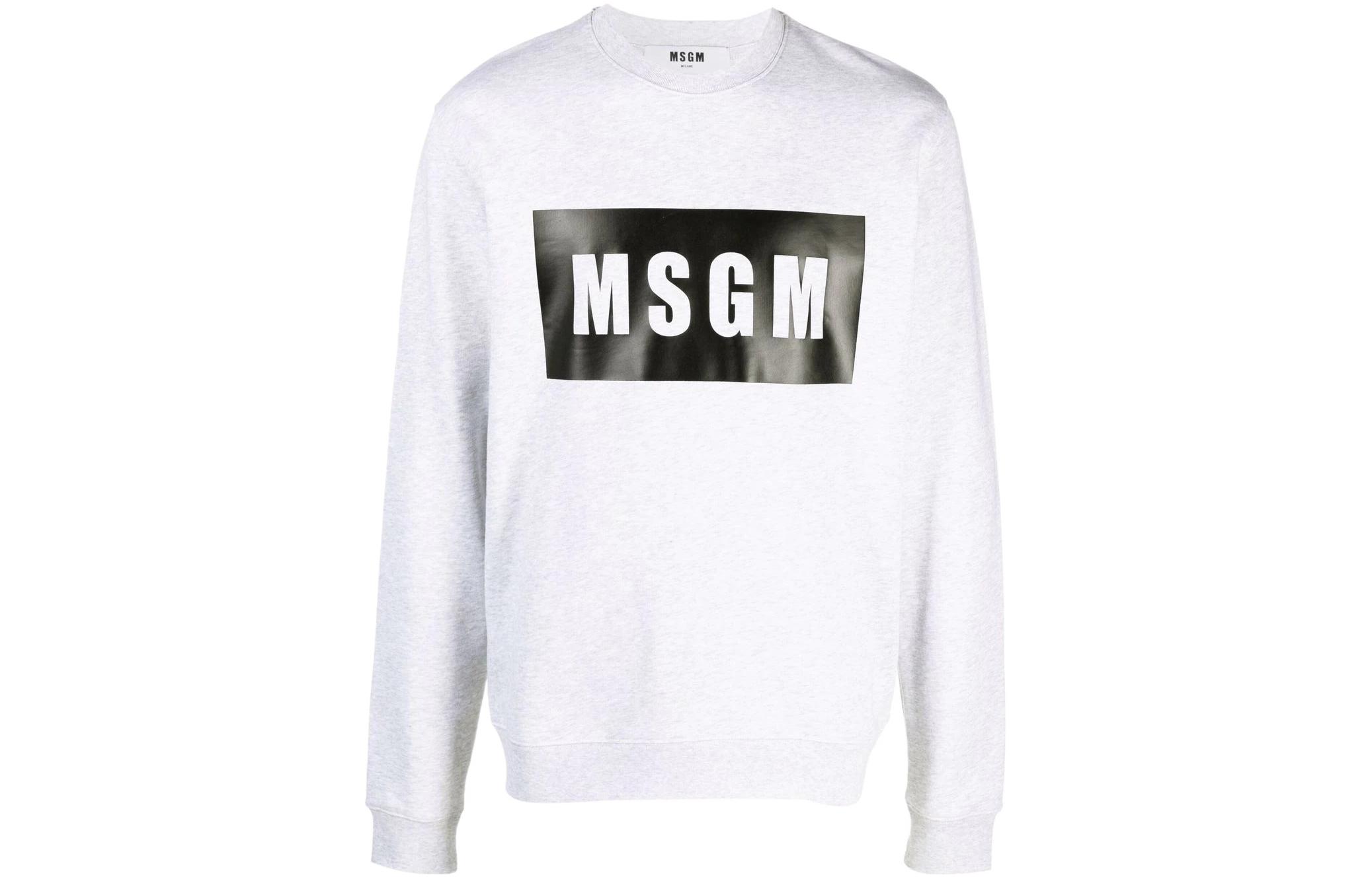 MSGM SS22 Logo Print Crewneck Pullover Sweatshirt Men’s Grey 2000MM523200003-94