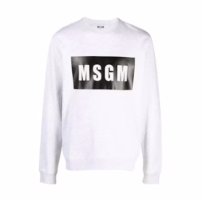 MSGM SS22 Logo Print Crewneck Pullover Sweatshirt Men’s Grey 2000MM523200003-94