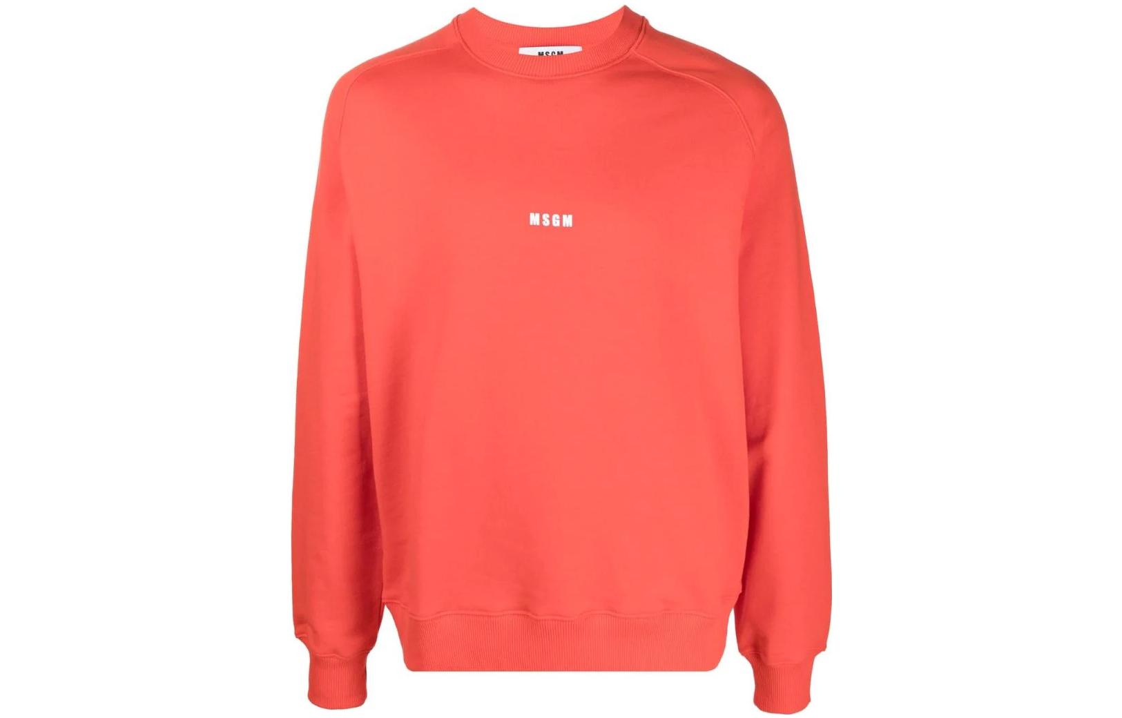 MSGM SS22 Logo Print Crewneck Sweatshirt Orange 3240MM50322729917