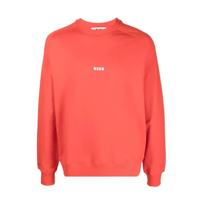 MSGM SS22 Logo Print Crewneck Sweatshirt Orange 3240MM50322729917