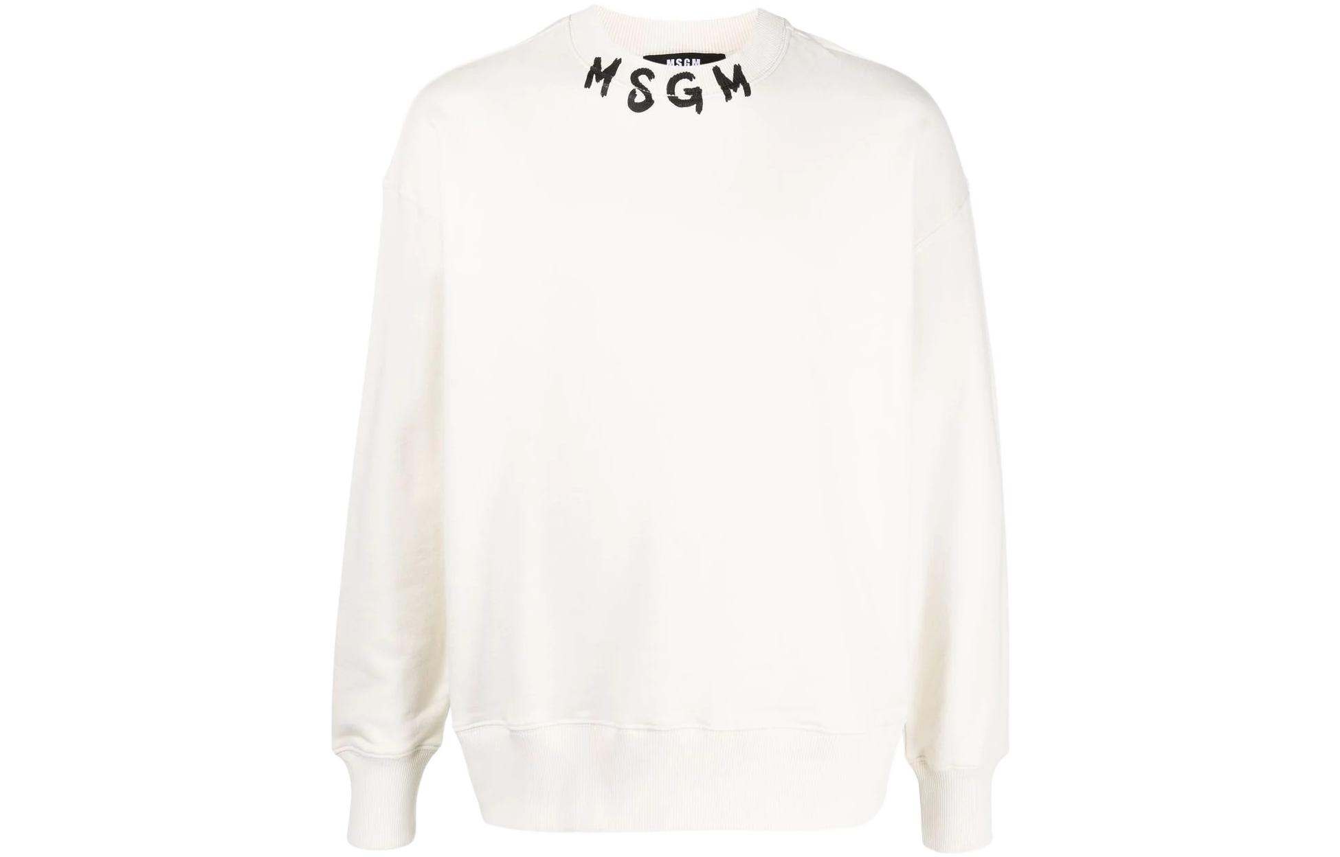 MSGM SS22 Logo Print Crewneck Sweatshirt White () 3240MM97-227299-03