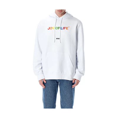 MSGM SS22 Logo Print Hoodie White Menswear 3240MM162227299-01